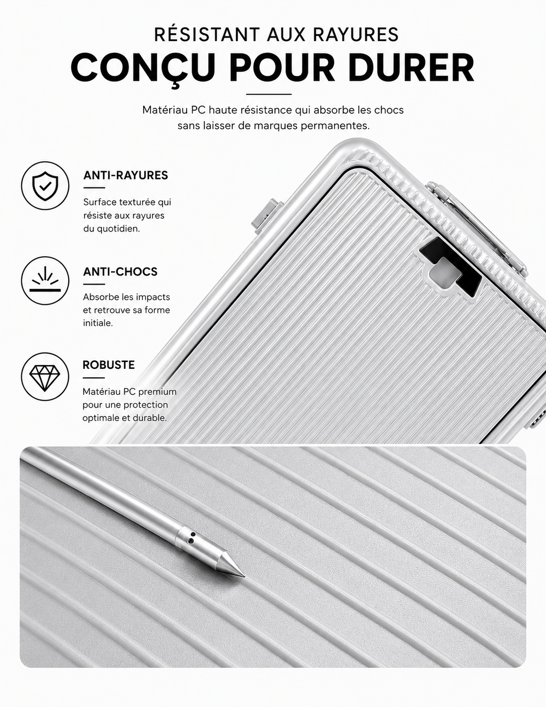 Valise Cabine – Grande Capacité, Ouverture Frontale, Serrure à Combinaison & Roues 360°