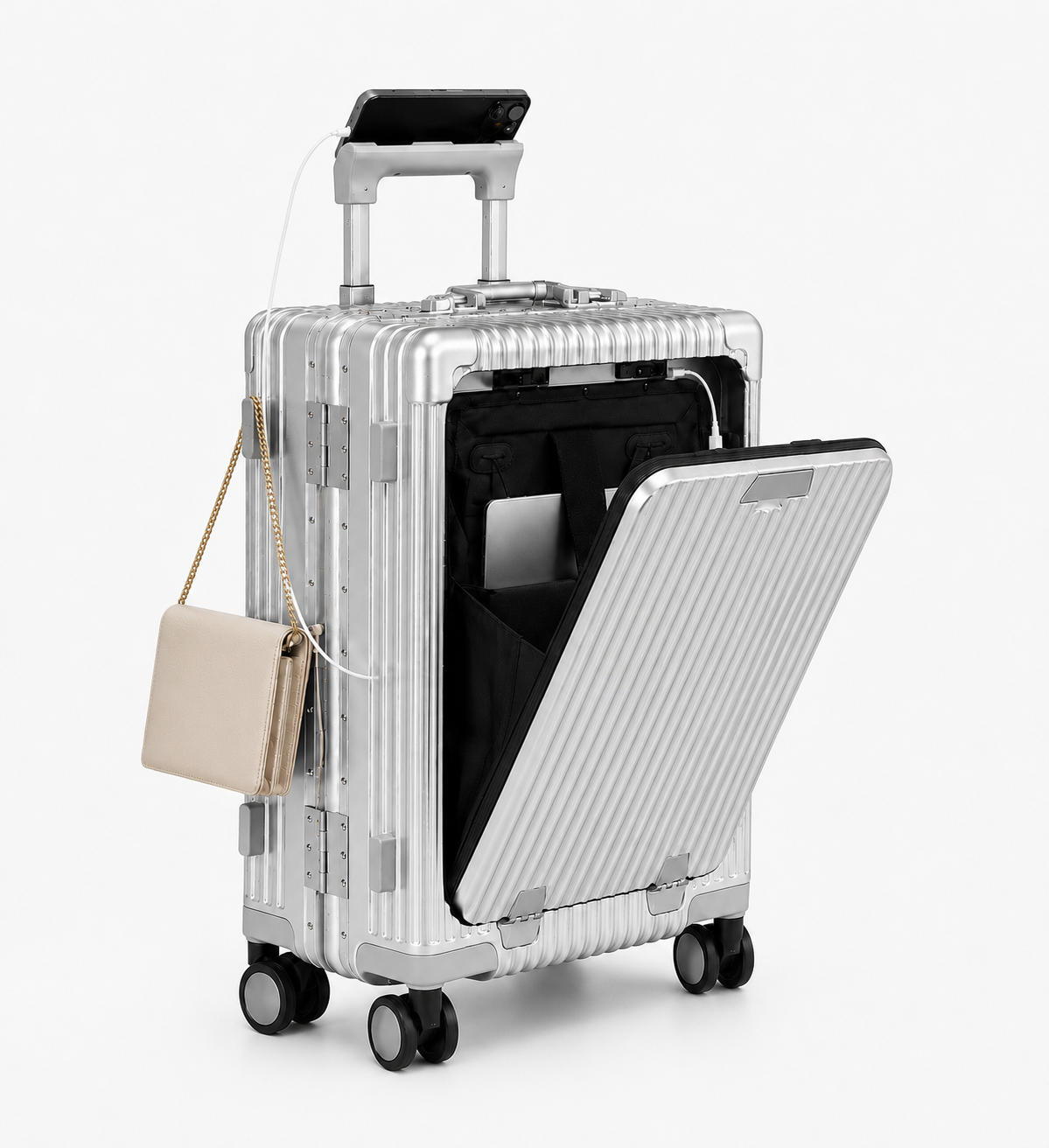 Valise Cabine – Grande Capacité, Ouverture Frontale, Serrure à Combinaison & Roues 360°