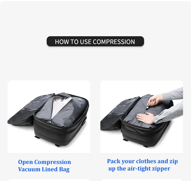 Sac à Dos Voyage Cabine – Compression Sous Vide & PC 17” – vue produit 8